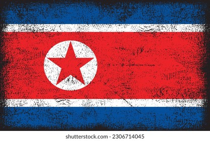 Grunge styled flag North Korea  Brush stroke background
