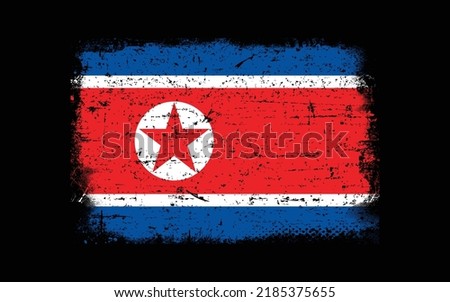 Grunge styled flag of North Korea. Brush stroke background