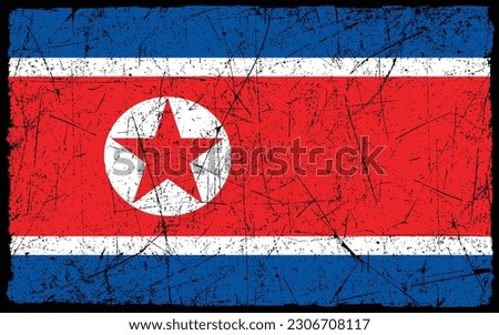 Grunge styled flag of North Korea. Brush stroke background
