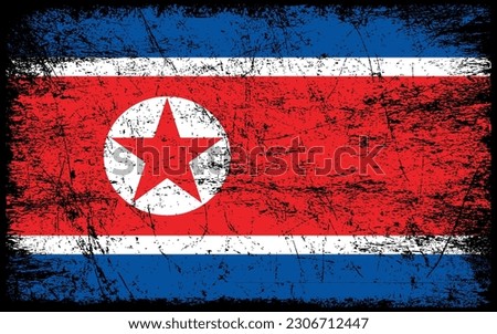 Grunge styled flag of North Korea. Brush stroke background
