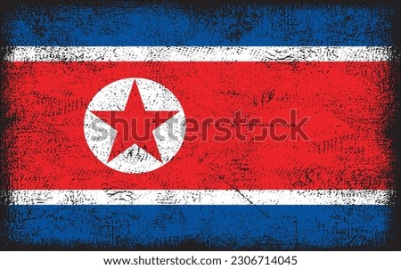 Grunge styled flag of North Korea. Brush stroke background
