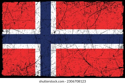 Grunge styled flag of Norway. Brush stroke background
