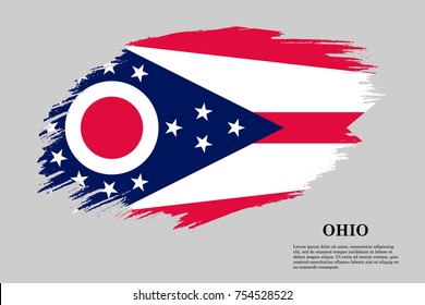 Grunge styled flag of Ohio is a state of USA. Template for banner or poster. vector illustration