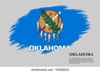 Grunge styled flag of Oklahoma is a state of USA. Template for banner or poster. vector illustration