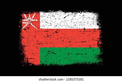 Grunge styled flag of Oman. Brush stroke background