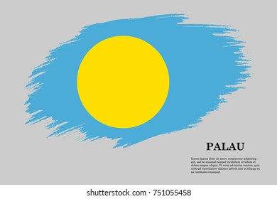 Grunge styled flag of Palau. Brush stroke background