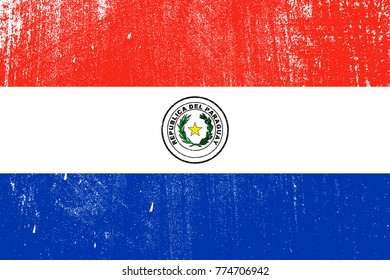 grunge styled flag of Paraguay