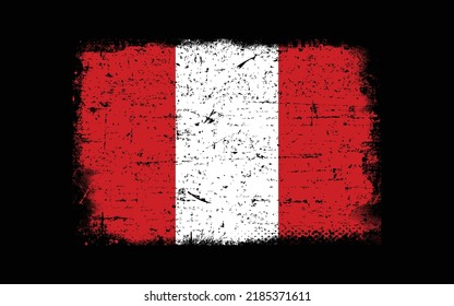Grunge styled flag of Peru. Brush stroke background