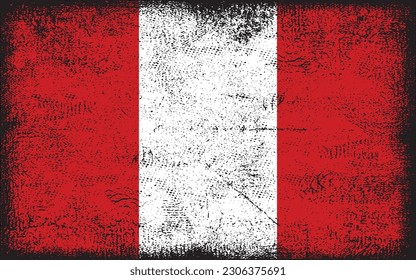 Grunge styled flag of Peru. Brush stroke background
