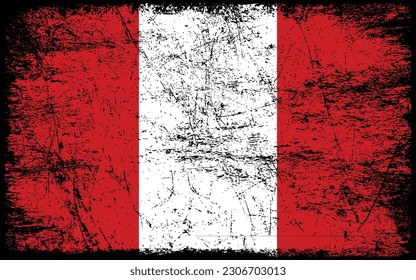 Grunge styled flag of Peru. Brush stroke background
