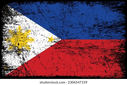 Grunge styled flag of Philippines. Brush stroke background
