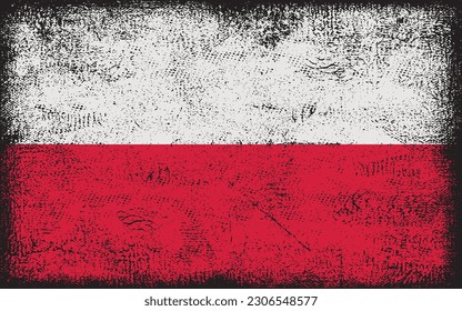 Grunge styled flag of Poland. Brush stroke background
