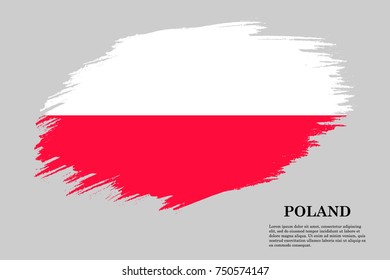 Grunge styled flag of Poland. Brush stroke background