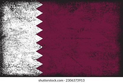 Grunge stylte Flagge von Katar. Brush-Hintergrund
