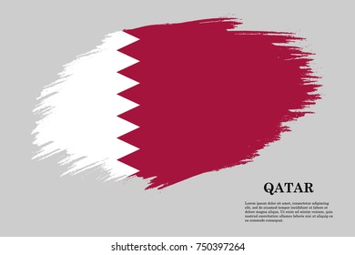 Grunge styled flag of Qatar. Brush stroke background