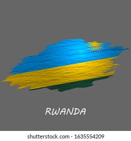 Grunge styled flag of Rwanda. Brush stroke background