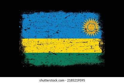 Bandera de Ruanda con el estilo de Grunge. Fondo del pincel