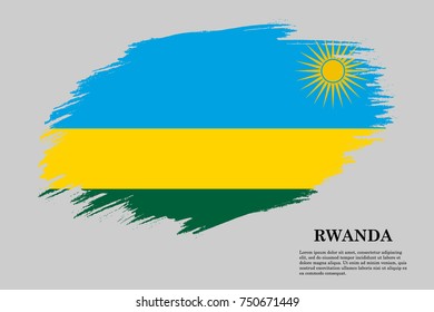 Grunge styled flag of Rwanda. Brush stroke background
