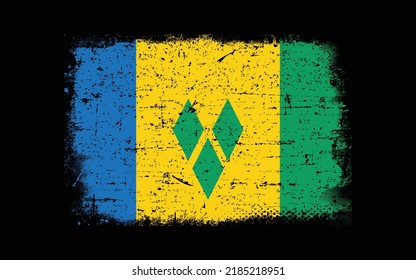 Bandera de San Vicente y las Granadinas de estilo ondulado. Fondo del pincel
