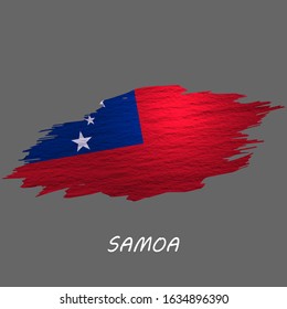 Grunge styled flag of Samoa. Brush stroke background