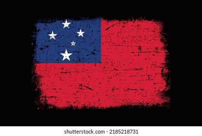 Grunge styled flag of Samoa. Brush stroke background
