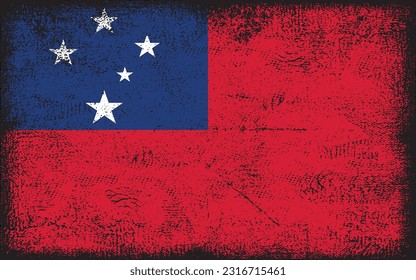 Bandera de Samoa de estilo ondulado. Fondo del pincel