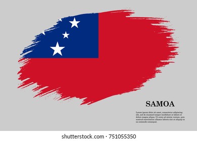 Grunge styled flag of Samoa. Brush stroke background