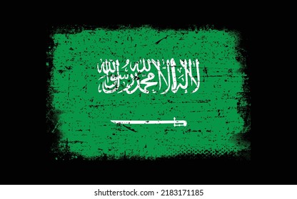 Grunge styled flag of Saudi Arabia. Brush stroke background
