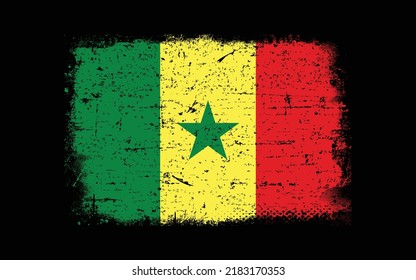 Grunge styled flag of Senegal. Brush stroke background
