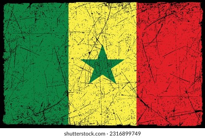 Grunge styled flag of Senegal. Brush stroke background
