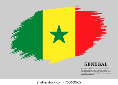 Grunge styled flag of Senegal. Brush stroke background
