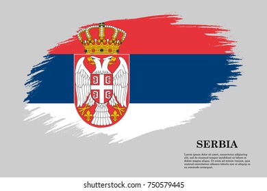 Grunge styled flag of Serbia. Brush stroke background