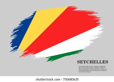 Grunge styled flag of Seychelles. Brush stroke background