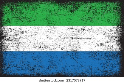 Grunge styled flag of Sierra Leone. Brush stroke background
