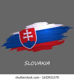 Grunge styled flag of Slovakia. Brush stroke background