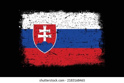 Bandera de Eslovaquia con estilo de Grunge. Fondo del pincel

