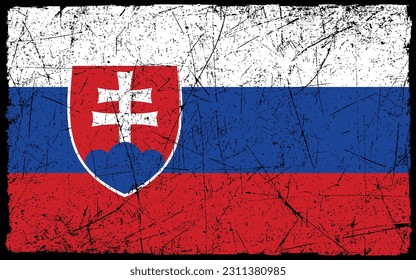 Grunge stylte Flagge der Slowakei. Brush-Hintergrund
