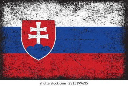 Grunge stylte Flagge der Slowakei. Brush-Hintergrund
