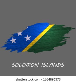 Grunge styled flag of Solomon Islands. Brush stroke background