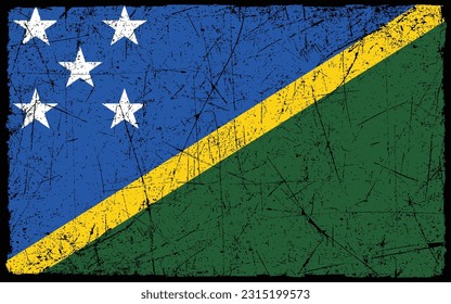 Bandera de estilo grunge de las Islas Salomón. Fondo del pincel
