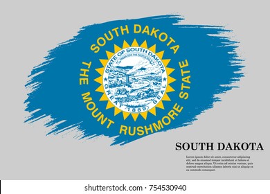 Grunge styled flag of South Dakota is a state of USA. Template for banner or poster. vector illustration