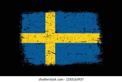 Grunge styled Flagge von Schweden. Brush-Hintergrund
