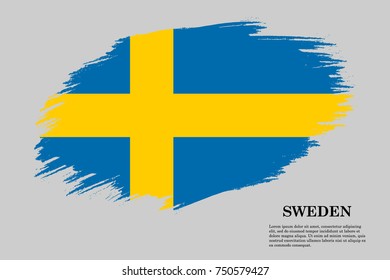 Grunge styled flag of Sweden. Brush stroke background