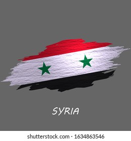 Grunge styled flag of Syria. Brush stroke background