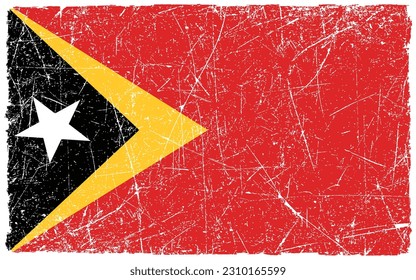 Bandera de estilo grunge de Timor Oriental. Fondo del pincel
