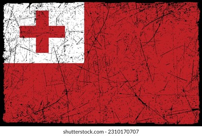 Bandera de Tonga de estilo ondulado. Fondo del pincel
