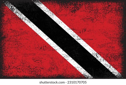 Grunge styled flag of Trinidad. Brush stroke background
