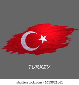 Grunge styled flag of Turkey. Brush stroke background