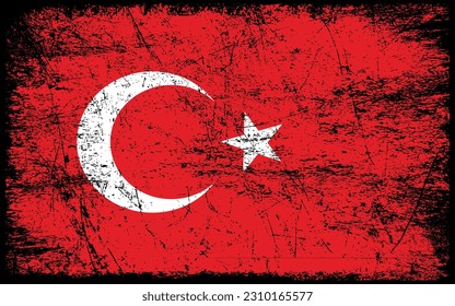 Die türkische Flagge mit Grunge-Stilrichtung. Brush-Hintergrund
