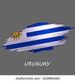 Grunge styled flag of Uruguay. Brush stroke background